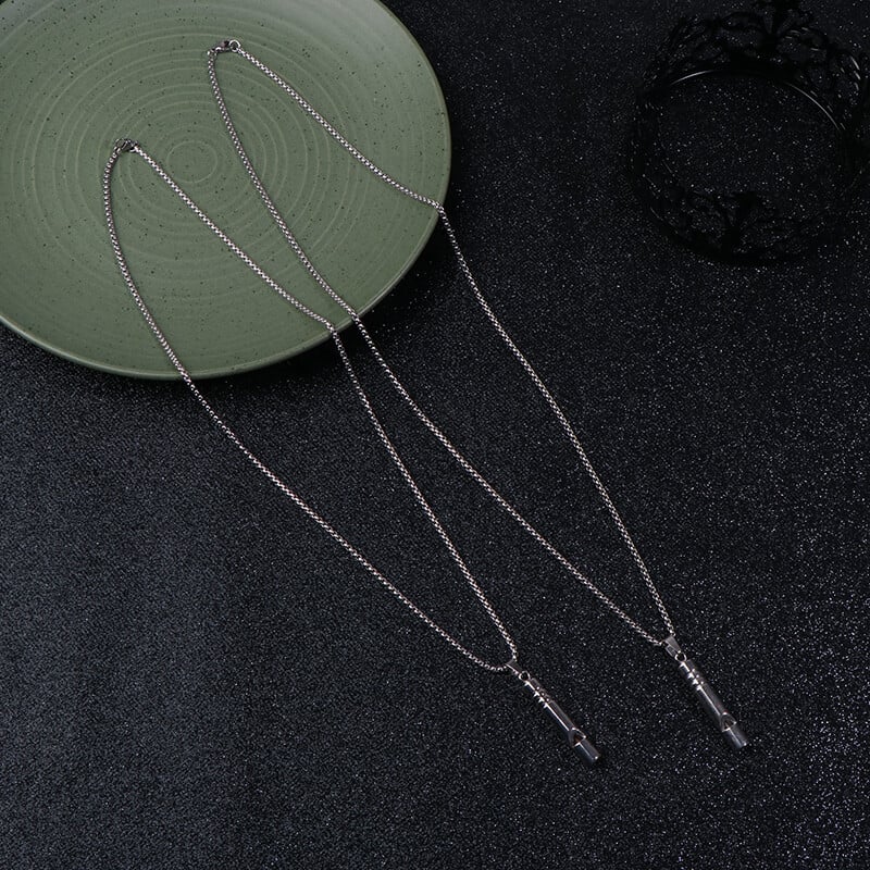 1 buc. fluier colier pandantiv fluier de supraviețuire de urgență drumeții în aer liber camping coliere fluier punk din oțel inoxidabil