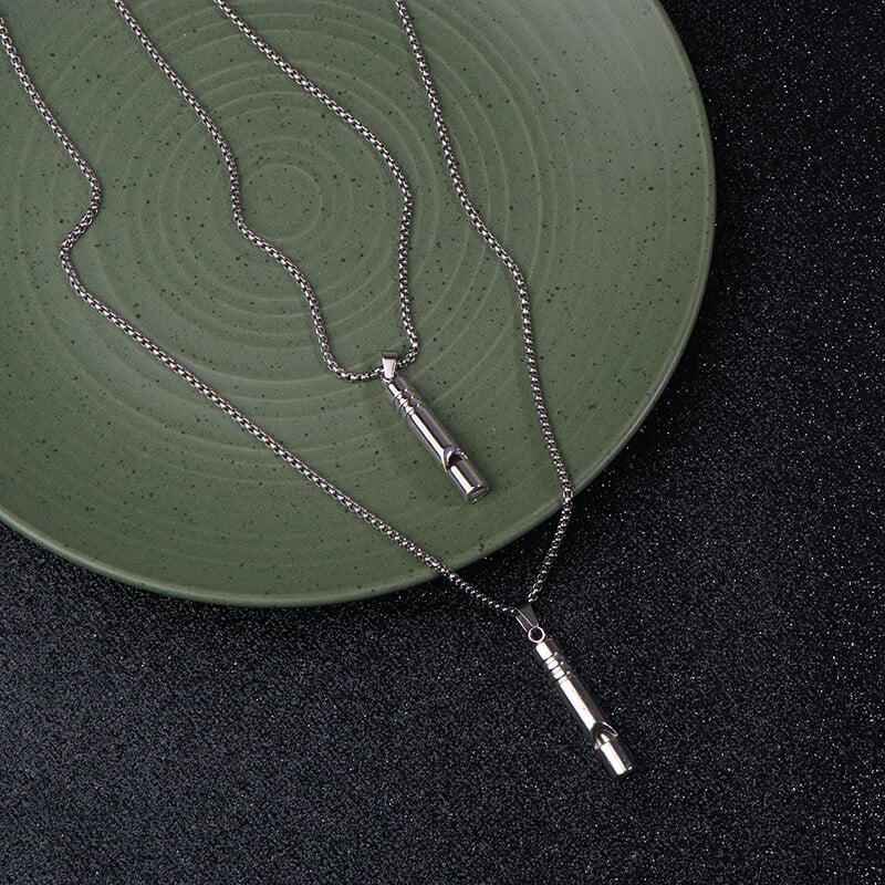 1 buc. fluier colier pandantiv fluier de supraviețuire de urgență drumeții în aer liber camping coliere fluier punk din oțel inoxidabil