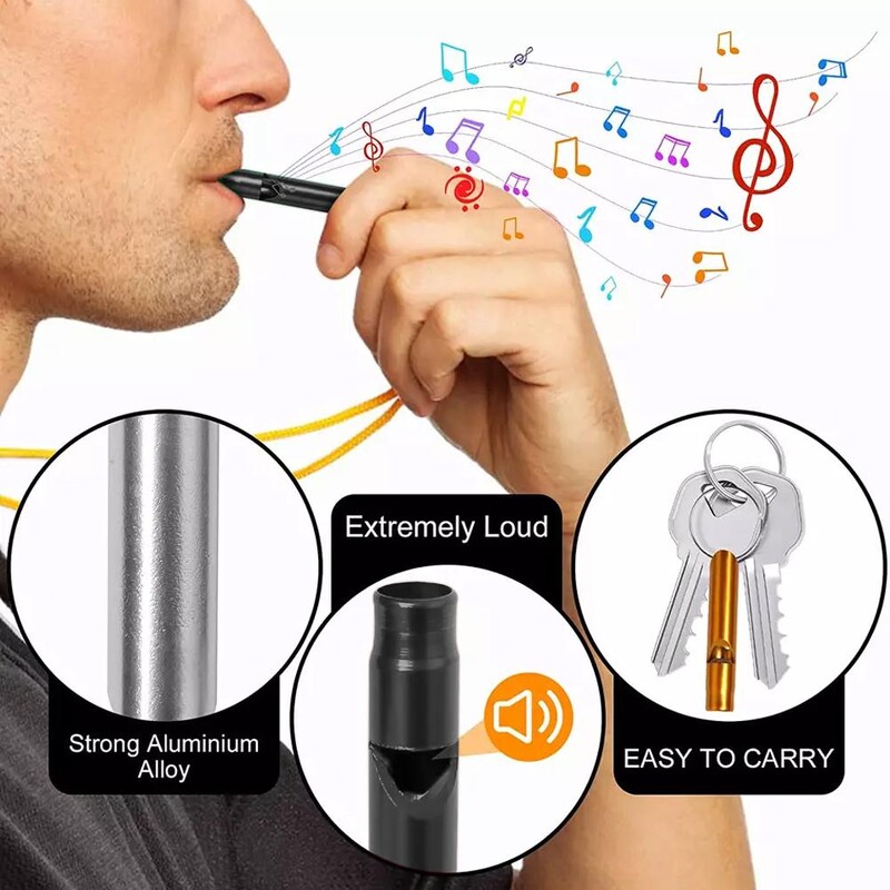 Mini zviždaljke, privjesak, privjesak za ključeve, visoki decibeli, poziv na otvorenom, prijenosni alat za preživljavanje, hitno kampiranje, metalna zviždaljka za obuku sudaca