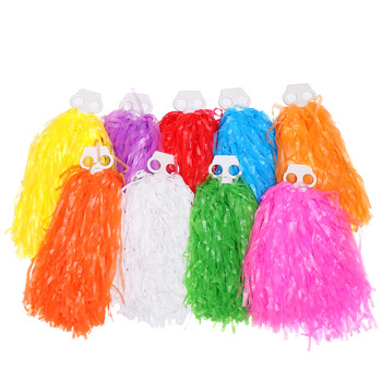 1 Pair Rainbow Plastic Cheerleader Pompoms Girl Cheer Props ανεφοδιασμού καυσίμων Cheerleading Pom Ppom Λαβή/Παιχνίδι με διπλή τρύπα Μπάλα ζητωκραυγών