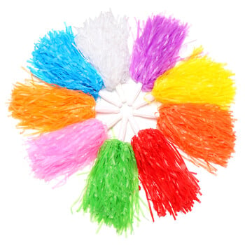 1 Pair Rainbow Plastic Cheerleader Pompoms Girl Cheer Props ανεφοδιασμού καυσίμων Cheerleading Pom Ppom Λαβή/Παιχνίδι με διπλή τρύπα Μπάλα ζητωκραυγών