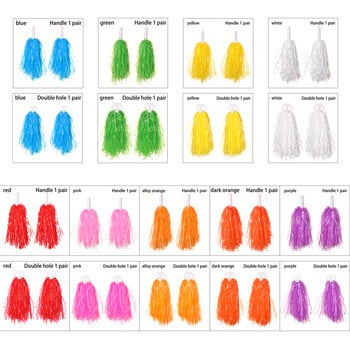 1 Pair Rainbow Plastic Cheerleader Pompoms Girl Cheer Props ανεφοδιασμού καυσίμων Cheerleading Pom Ppom Λαβή/Παιχνίδι με διπλή τρύπα Μπάλα ζητωκραυγών