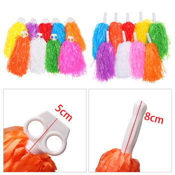 1 Pair Rainbow Plastic Cheerleader Pompoms Girl Cheer Props ανεφοδιασμού καυσίμων Cheerleading Pom Ppom Λαβή/Παιχνίδι με διπλή τρύπα Μπάλα ζητωκραυγών