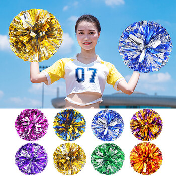 1Pc 25CM/30CM Πλαστική λαβή διπλής τρύπας Cheerleader Pom Poms Μεταλλικό Streamer Club Sport Supplies Dance Party Club Decorator