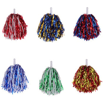 Cheerleading Pom Pom με χερούλι Cheer Balls Χρυσό Κίτρινο Ροζ Κόκκινο Πράσινο Μπλε Για Χορό Χεριών Γυναικεία Κορίτσια Παιδικά Πομπόν Αξεσουάρ