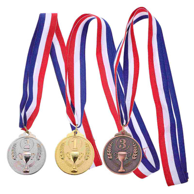 3 τεμ. The Medal Sports Trophies Νικητής Μετάλλια Τρόπαιο Πρώτη θέση Με Μεταλλικό Βραβείο Κορδέλας Ασημένιο