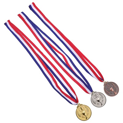 3 τεμ. The Medal Sports Trophies Νικητής Μετάλλια Τρόπαιο Πρώτη θέση Με Μεταλλικό Βραβείο Κορδέλας Ασημένιο