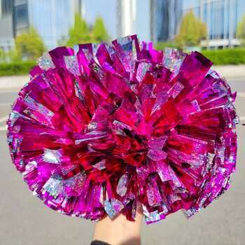 1 PC Cheerleading Pom Poms Rainbow Metallic Streamer Pompoms Girls Dance Party Football Club Hand Flower Aerobics Cheer Balls