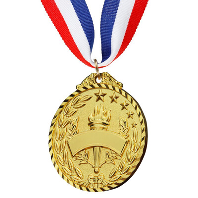 Fáklyaérem emléktárgy, cinkötvözetből készült sportverseny díja szalagszíjjal Győztes érmek Arany ezüst bronz érmek sportért