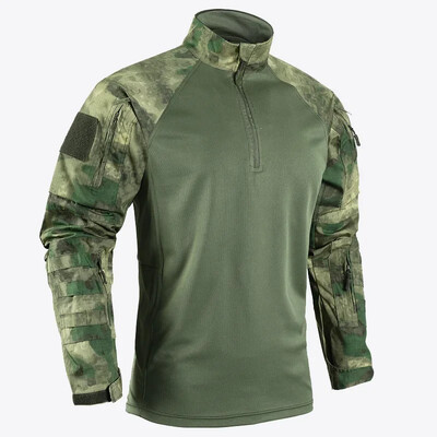 1/4 fermoar uniformă în aer liber Topuri de luptă Cămăși tactice cu mânecă lungă Paintball Airsoft Cămăși de vânătoare Îmbrăcăminte pentru bărbați rezistentă la uzură