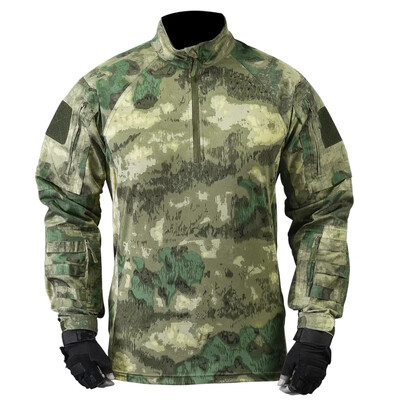 1/4 fermoar uniformă în aer liber Topuri de luptă Cămăși tactice cu mânecă lungă Paintball Airsoft Cămăși de vânătoare Îmbrăcăminte pentru bărbați rezistentă la uzură