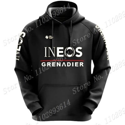 Juodas Ineos Grenadier 2023 Team Hoodie Vyriški laisvalaikio megztiniai Rudens žiemos megztiniai Dviratininko drabužiai Medžiaga Gatvės apranga Sportinė apranga