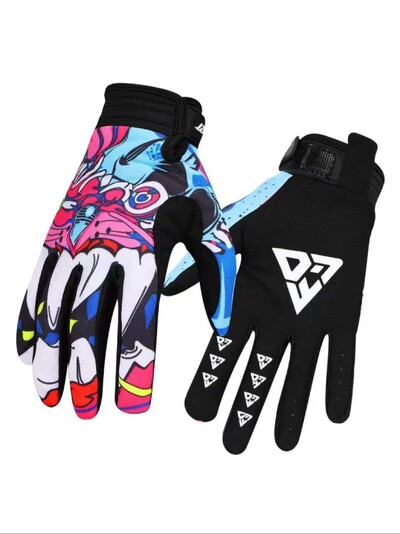 1 par rukavica s dugim prstima s uzorkom kineskog zmaja u 2 boje za vožnju terenskog bicikla na otvorenom