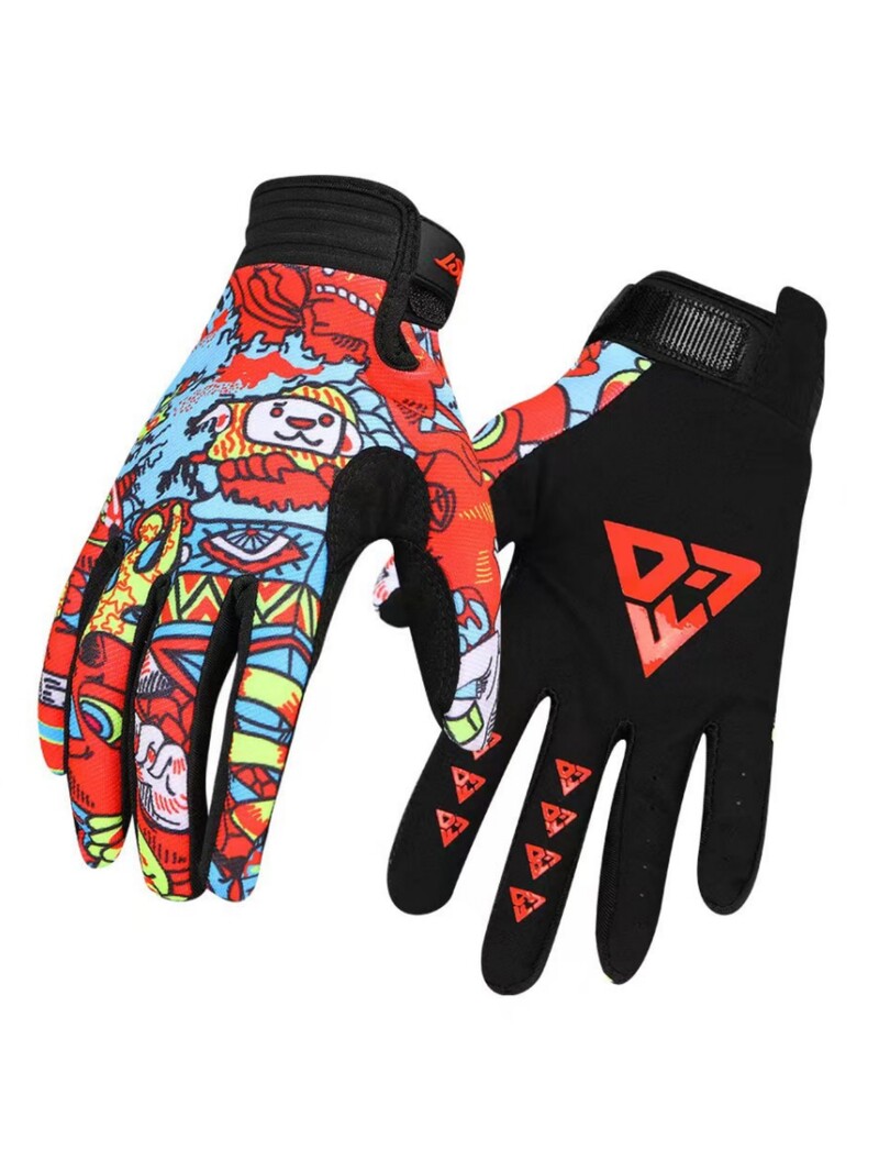1 par rukavica s dugim prstima s uzorkom kineskog zmaja u 2 boje za vožnju terenskog bicikla na otvorenom