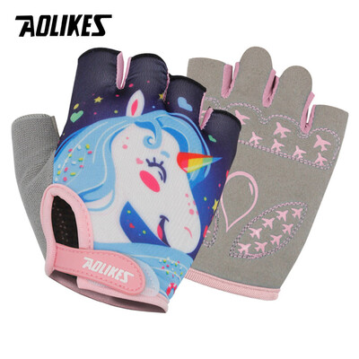 AOLIKES Παιδικά Γάντια Ποδηλασίας Half Finger Skate Παιδί για ποδήλατο βουνού Γάντια για ποδήλατα βουνού Αθλητικά γάντια για αγόρια και κορίτσια Παιδιά