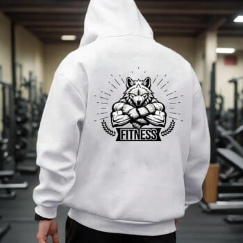 Fitness Hoodie Ανδρικό φούτερ γυμναστικής με τύπωμα Werewolf Bodybuilder πουλόβερ με κουκούλα