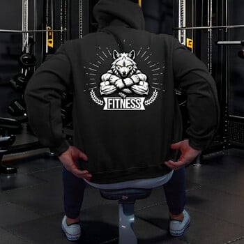 Fitness Hoodie Ανδρικό φούτερ γυμναστικής με τύπωμα Werewolf Bodybuilder πουλόβερ με κουκούλα