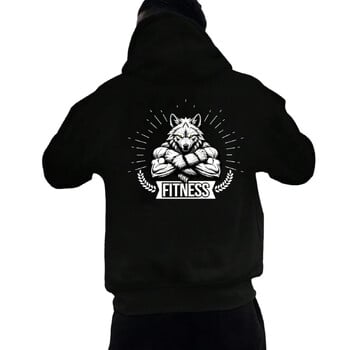 Fitness Hoodie Ανδρικό φούτερ γυμναστικής με τύπωμα Werewolf Bodybuilder πουλόβερ με κουκούλα