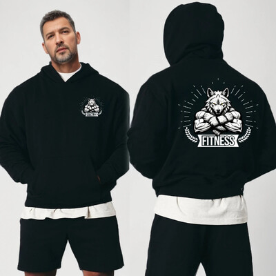 Fitness Hoodie Ανδρικό φούτερ γυμναστικής με τύπωμα Werewolf Bodybuilder πουλόβερ με κουκούλα