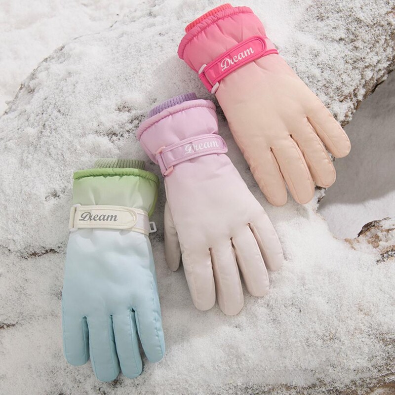 Ženske skijaške rukavice, 1 par, popularne, super meke, deblje rukavice s punim prstima, svijetle boje, za vani