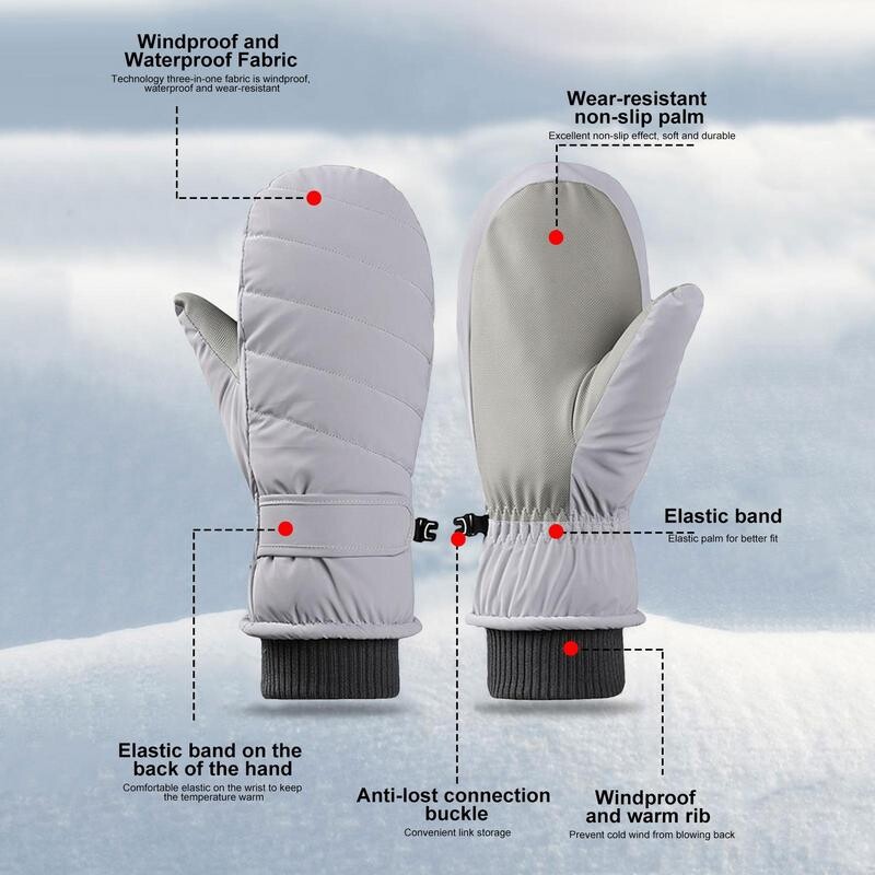 1 par zimskih ženskih toplih rukavica Termalne tople skijaške rukavice Mekane udobne zaštitne navlake za ruke za skijaške sportove na otvorenom