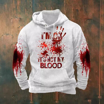 It Not My Blood Sweater κοστούμια Το πρόβλημα λύθηκε Τρισδιάστατη εκτύπωση γραμμάτων Γυναικεία Αστεία Halloween Cosplay Blood Clothes Hoodie