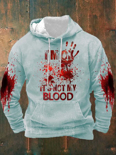 It Not My Blood Pulover Costume Probleme Rezolvate 3D Letter Printing Femei Amuzant Halloween Cosplay Blood Clothes Hanorac