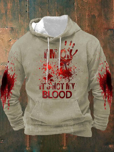 It Not My Blood Pulover Costume Probleme Rezolvate 3D Letter Printing Femei Amuzant Halloween Cosplay Blood Clothes Hanorac