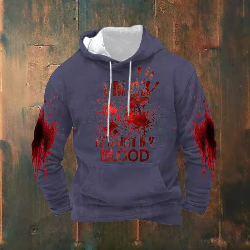 It Not My Blood Pulover Costume Probleme Rezolvate 3D Letter Printing Femei Amuzant Halloween Cosplay Blood Clothes Hanorac