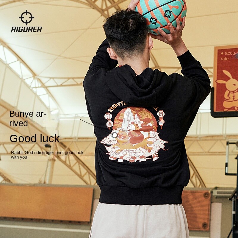 RIGORER Trenerka Muškarci Sport Košarka Fitnes Topla otporna na vjetar Ležerni široki izvezeni pulover s kapuljačom Trenerka Sportske majice Pulover