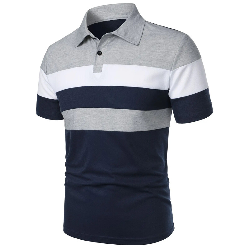 Ljetne polo majice s prugama u kontrastnoj boji Muške ležerne polo majice za sportske treninge Muške sportske odjeće kratkih rukava na revere Dnevne majice
