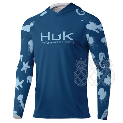 HUK majice s kapuljačom za ribolov Muškarci Majice dugih rukava s UV zaštitom za ribolov Nosite UPF 50 majicu kratkih rukava s kratkim rukavima Ljeto