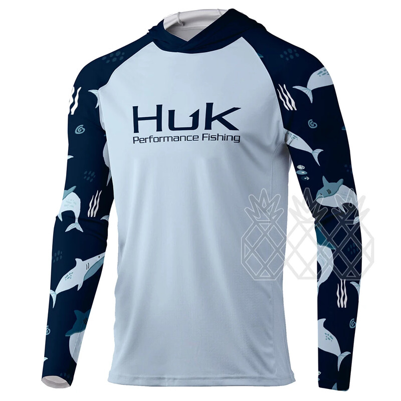 HUK majice s kapuljačom za ribolov Muškarci Majice dugih rukava s UV zaštitom za ribolov Nosite UPF 50 majicu kratkih rukava s kratkim rukavima Ljeto