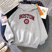 Boston City Us osnovan 1630. Hoodies Ženske tople udobne pulovere Modne ležerne ženske majice s kapuljačom Basic All Match Sweatshirt