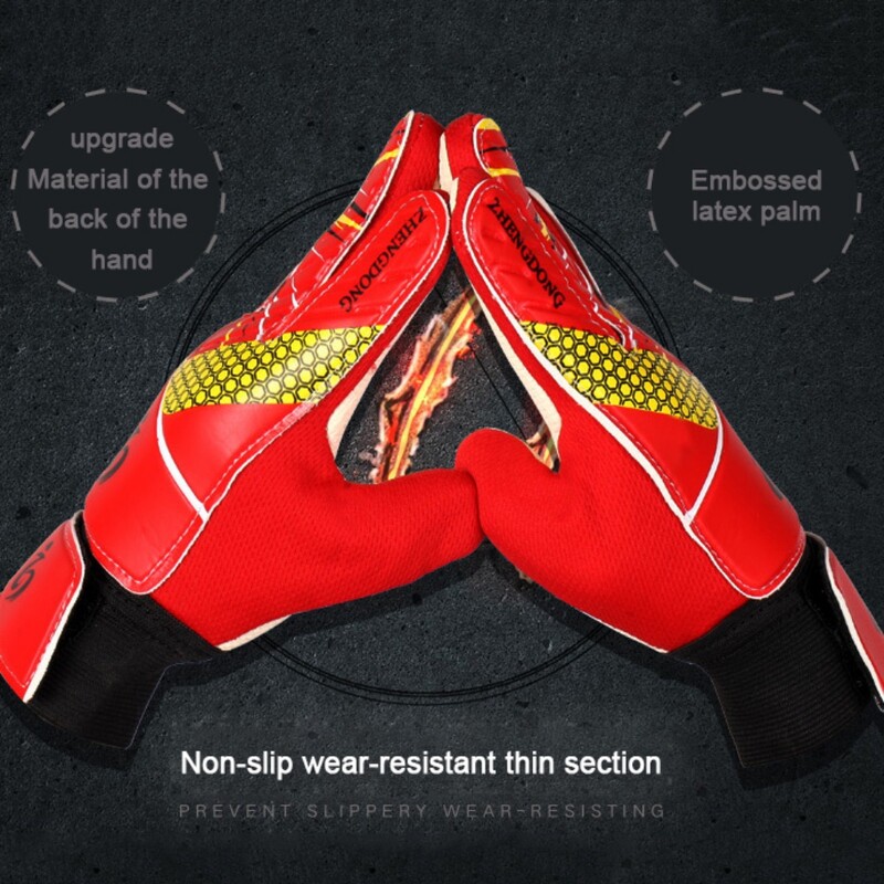 Детски футболни вратарски ръкавици Дишащи тренировъчни неплъзгащи се латексови ръкавици Защита на пръстите на вратата Удебелени ръкавици Професионална ръкавица