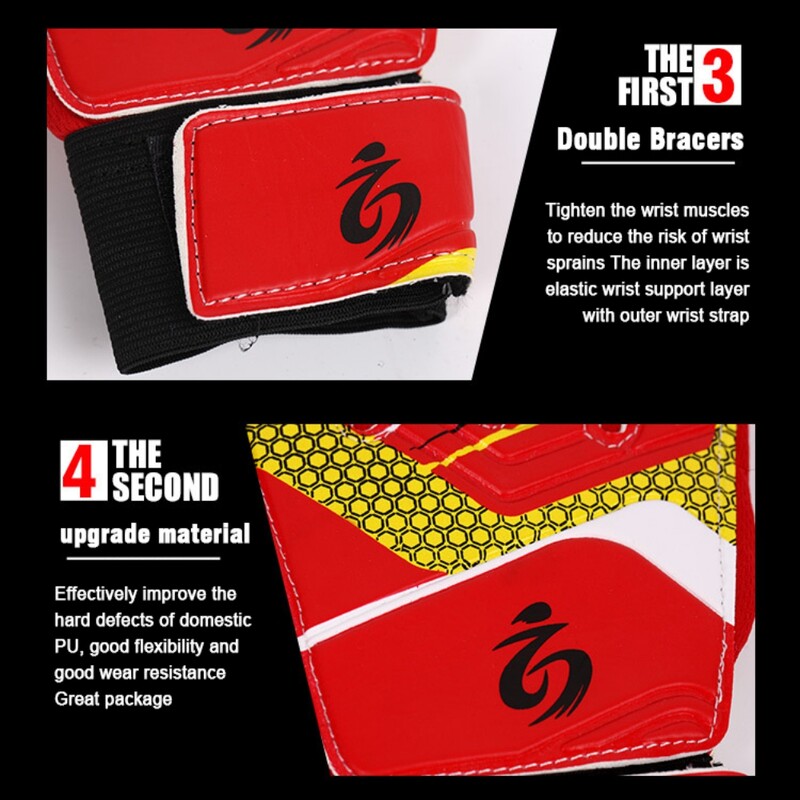 Детски футболни вратарски ръкавици Дишащи тренировъчни неплъзгащи се латексови ръкавици Защита на пръстите на вратата Удебелени ръкавици Професионална ръкавица