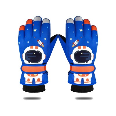 Dječje zimske rukavice za skijanje Astronaut Učenici osnovne škole s pet prstiju koji jašu Debele rukavice otporne na vjetar i tople rukavice Zaslon osjetljiv na dodir