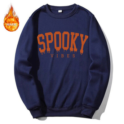 Halloweenske grafické mikiny s okrúhlym výstrihom pre mužov a ženy, jesenné teplé flísové podšívky, pulóvre, atletické ležérne voľné strihy