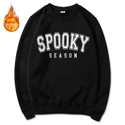 Halloweenske grafické mikiny s okrúhlym výstrihom pre mužov a ženy, jesenné teplé flísové podšívky, pulóvre, atletické ležérne voľné strihy