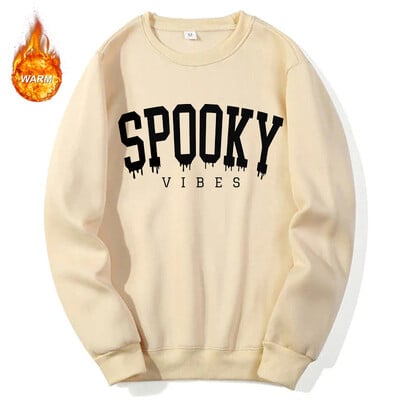 Halloweenske grafické mikiny s okrúhlym výstrihom pre mužov a ženy, jesenné teplé flísové podšívky, pulóvre, atletické ležérne voľné strihy