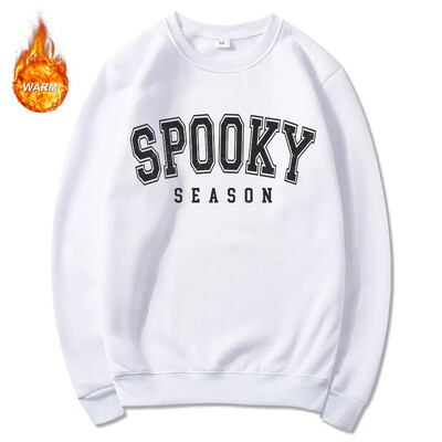 Halloweenske grafické mikiny s okrúhlym výstrihom pre mužov a ženy, jesenné teplé flísové podšívky, pulóvre, atletické ležérne voľné strihy