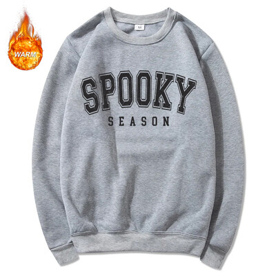 Halloweenske grafické mikiny s okrúhlym výstrihom pre mužov a ženy, jesenné teplé flísové podšívky, pulóvre, atletické ležérne voľné strihy