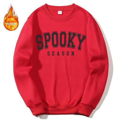 Halloweenske grafické mikiny s okrúhlym výstrihom pre mužov a ženy, jesenné teplé flísové podšívky, pulóvre, atletické ležérne voľné strihy