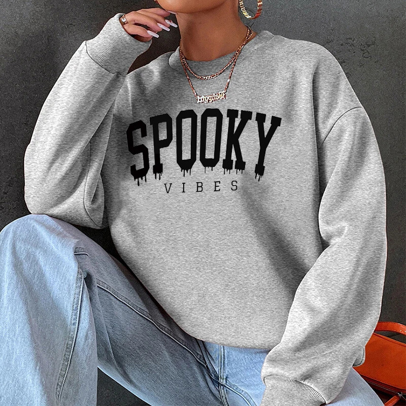 Halloweenske grafické mikiny s okrúhlym výstrihom pre mužov a ženy, jesenné teplé flísové podšívky, pulóvre, atletické ležérne voľné strihy