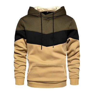 Muška majica s kapuljačom od patchworka, ležerna slobodna vunena topla odjeća s kapuljačom, ulična odjeća za trčanje Sportska vanjska odjeća Puloveri