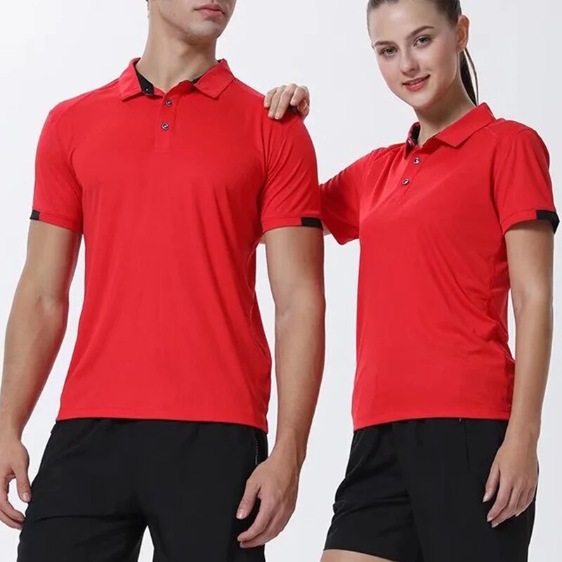 Бързосъхнеща поло с къси ръкави дишаща ежедневна мъжка и дамска поло джогинг спорт на открито фитнес поло горнище