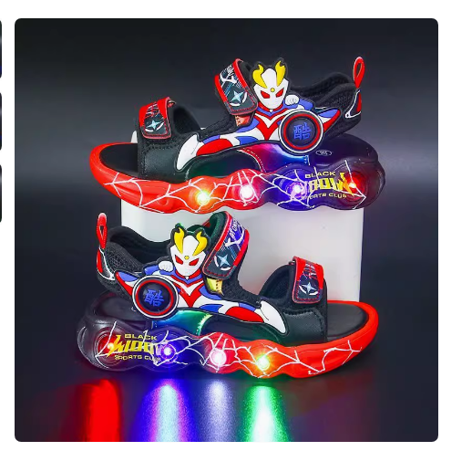 Poiste sandaalid ABC igatsevad 2024. aasta suvevalgustiga kingad Laste valgustusega trafosandaalid tuledega