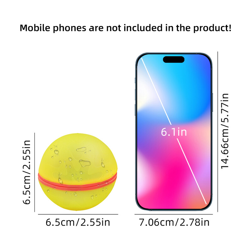 Vodeni baloni za višekratnu upotrebu, samozatvaranje i brzo punjenje, vodene kuglice, igračke s magnetskim zatvaračem, ljetne igračke - velika veličina 6,5 cm