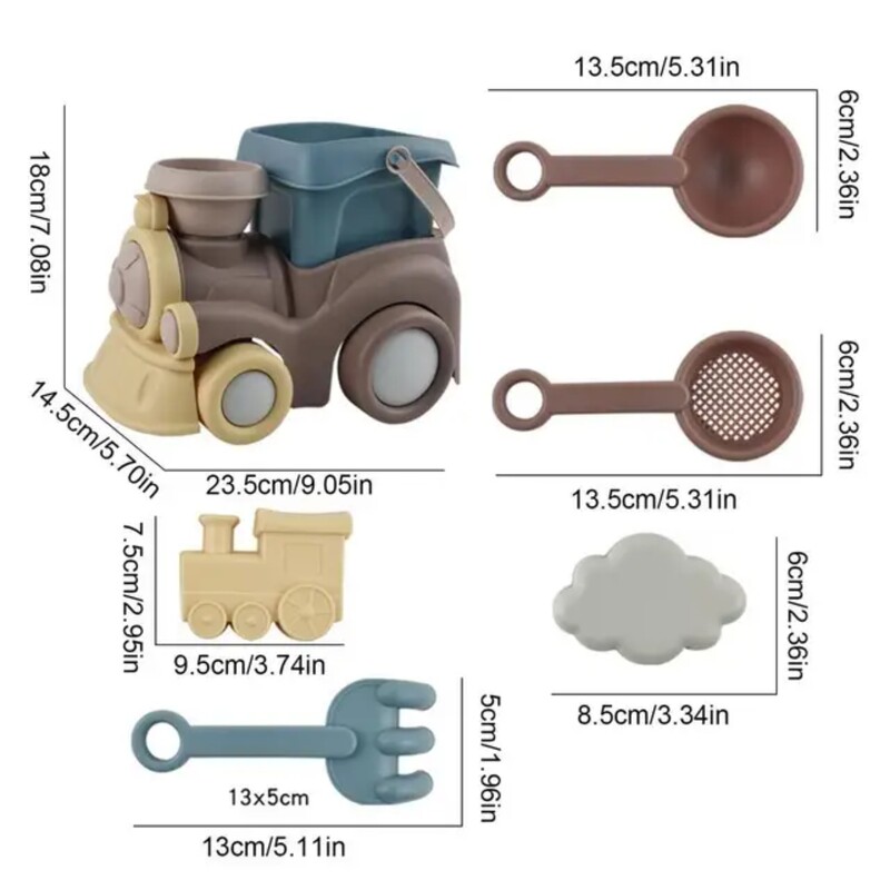 Igračke za plažu za malu djecu Dječje igračke za pijesak Vlak Kamion za plažu Kanta za plažu Žlica Lopatica Cjedilo Grablje Igračke za dvorac od pijeska Igračke za pješčanik