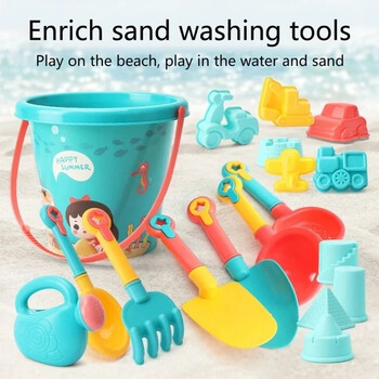 13/18PCS Summer Children Toys Beach Set Cartoon Bucket Shovel Silicone Sandbox Accessories Bag Summer Outdoor Sand Toys Water